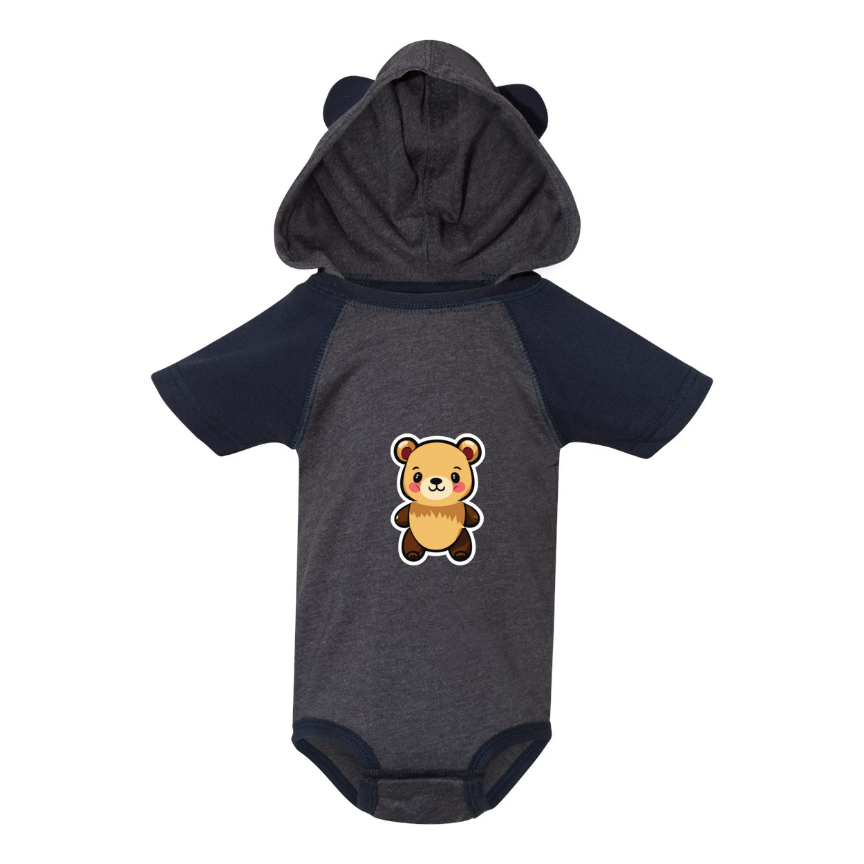 Rabbit Skins 4417 Fine Jersey Infant Short Sleeve Raglan Bodysuit with Hood & Ears - 0