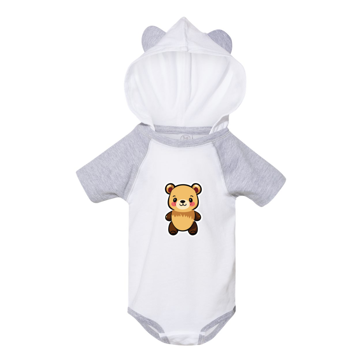 Rabbit Skins 4417 Fine Jersey Infant Short Sleeve Raglan Bodysuit with Hood & Ears